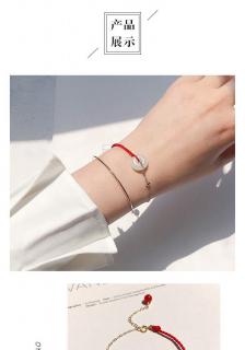 典润 和田玉手链女平安扣本命年红绳14k包金手饰手绳送人礼物