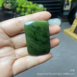 新疆和田玉平安无事牌俄碧面包牌吊坠挂件俄罗斯碧玉意境玉石牌子